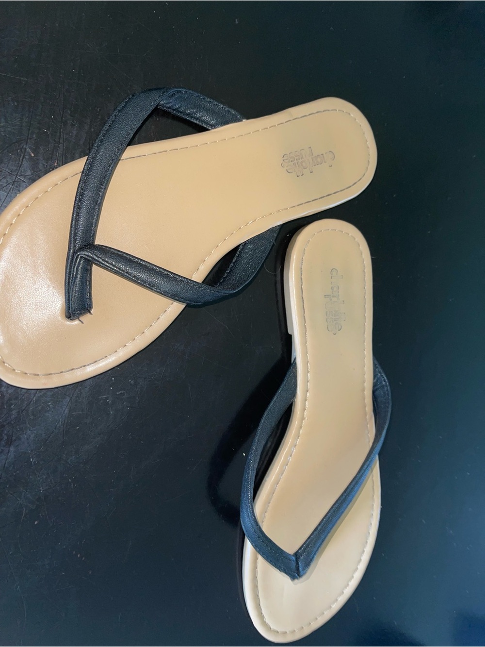 Women’s Black Strap Flip Flop Sandals - Unbranded